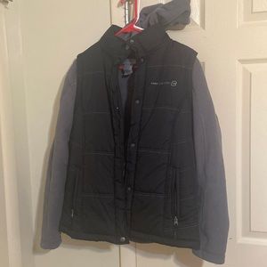 Two piece. Fleece jacket and vest overlay